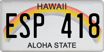 HI license plate ESP418