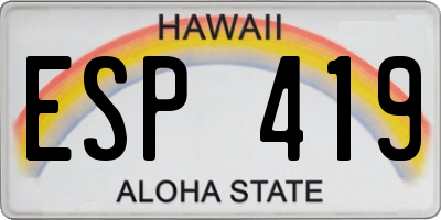 HI license plate ESP419