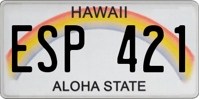 HI license plate ESP421