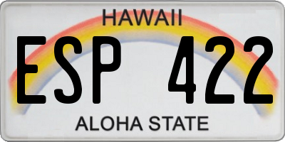 HI license plate ESP422