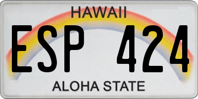 HI license plate ESP424
