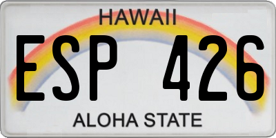 HI license plate ESP426
