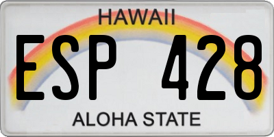 HI license plate ESP428