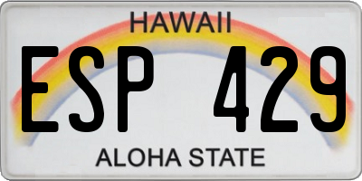 HI license plate ESP429