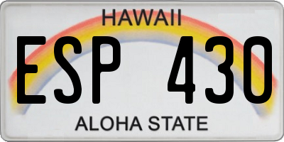 HI license plate ESP430