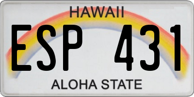 HI license plate ESP431