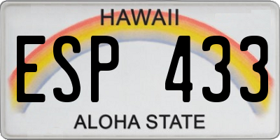 HI license plate ESP433