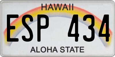 HI license plate ESP434