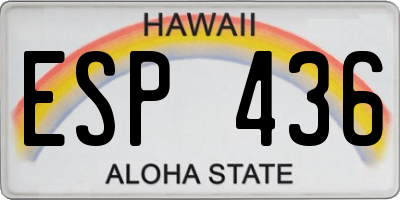 HI license plate ESP436