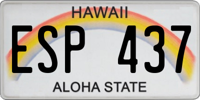HI license plate ESP437