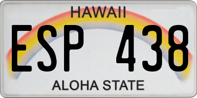 HI license plate ESP438