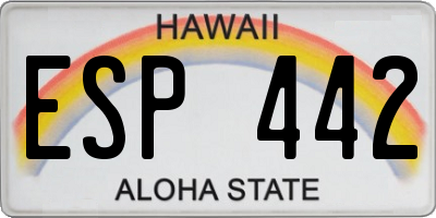 HI license plate ESP442