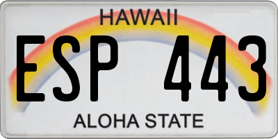 HI license plate ESP443