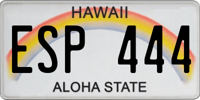 HI license plate ESP444