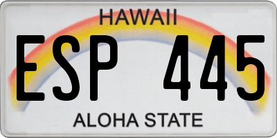HI license plate ESP445