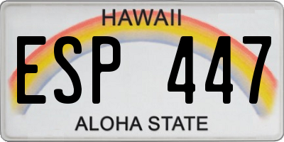 HI license plate ESP447