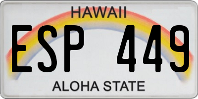 HI license plate ESP449