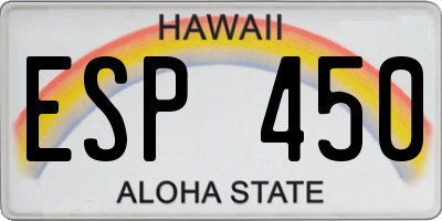 HI license plate ESP450