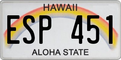 HI license plate ESP451