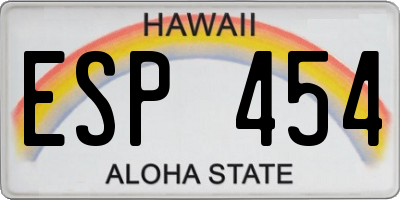 HI license plate ESP454