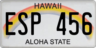 HI license plate ESP456