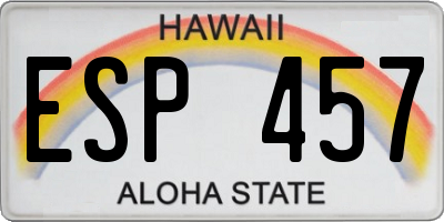 HI license plate ESP457