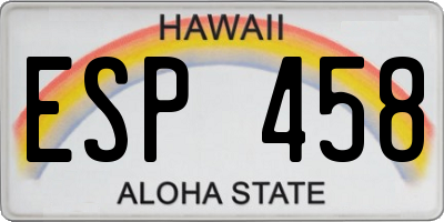 HI license plate ESP458