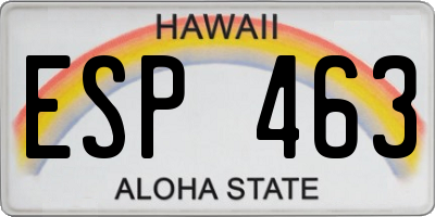 HI license plate ESP463