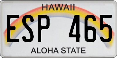 HI license plate ESP465
