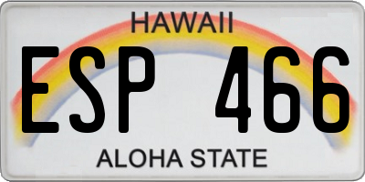 HI license plate ESP466