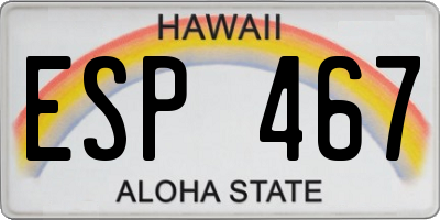 HI license plate ESP467