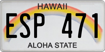 HI license plate ESP471