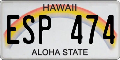 HI license plate ESP474