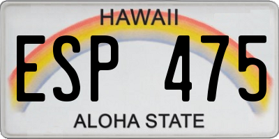 HI license plate ESP475