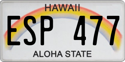 HI license plate ESP477