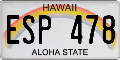 HI license plate ESP478