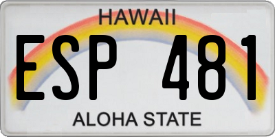 HI license plate ESP481