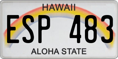 HI license plate ESP483