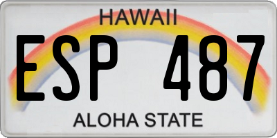 HI license plate ESP487