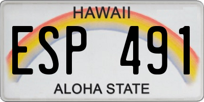 HI license plate ESP491