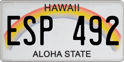 HI license plate ESP492