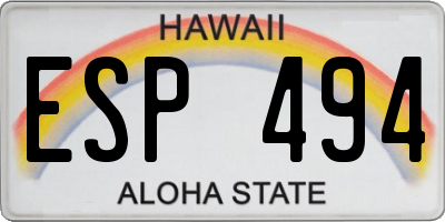 HI license plate ESP494