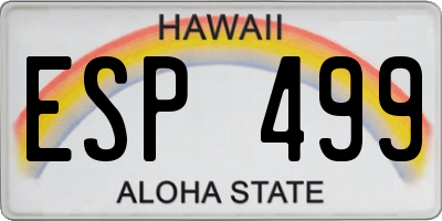 HI license plate ESP499