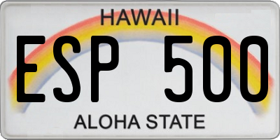 HI license plate ESP500