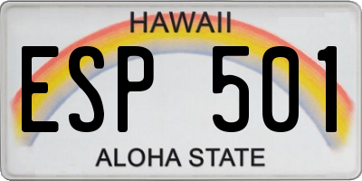 HI license plate ESP501