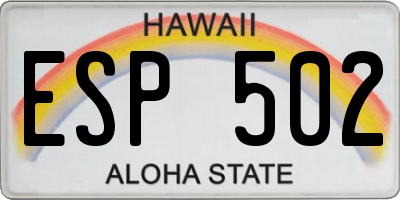 HI license plate ESP502