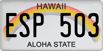 HI license plate ESP503