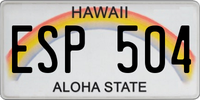 HI license plate ESP504