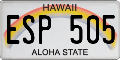 HI license plate ESP505
