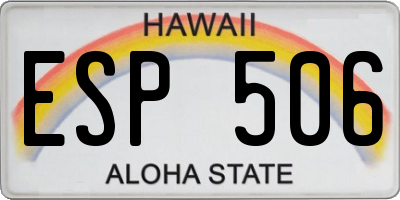 HI license plate ESP506